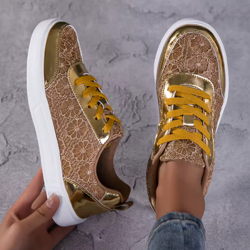 Dentelle-Zapatillas de Encaje Floral