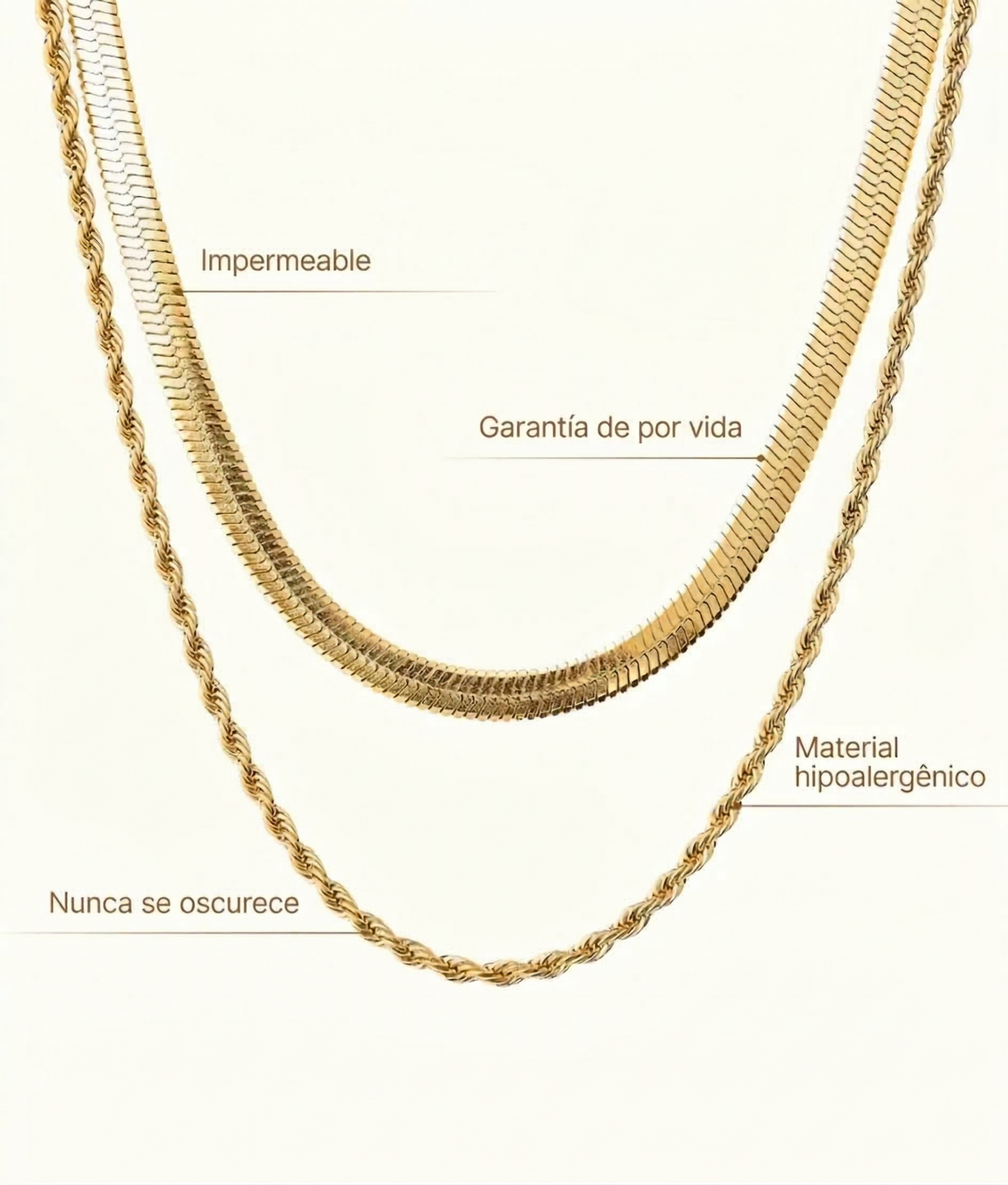 Malena | Dúo de collares bañados en oro de 18 quilates