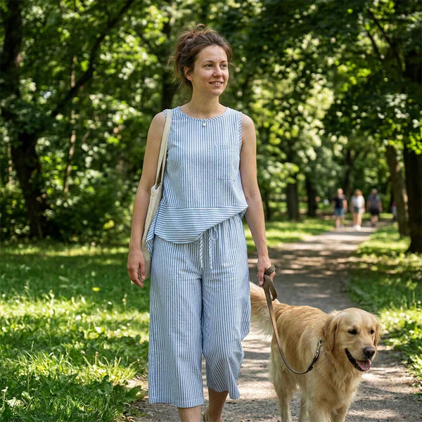 Conjunto de algodón a rayas