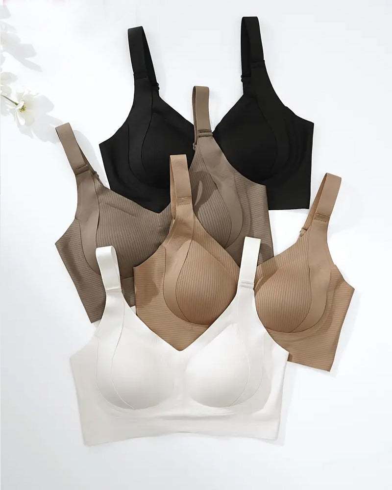 Sujetador sin aros ajustable de cuatro filas para mujer, de color liso