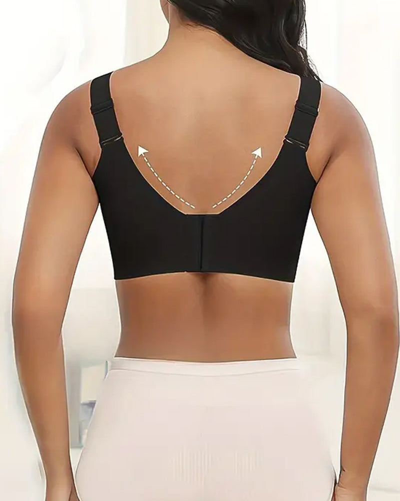 Sujetador sin aros ajustable de cuatro filas para mujer, de color liso