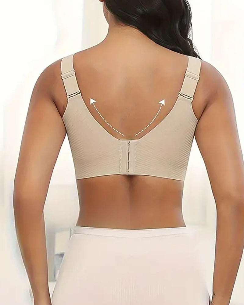 Sujetador sin aros ajustable de cuatro filas para mujer, de color liso