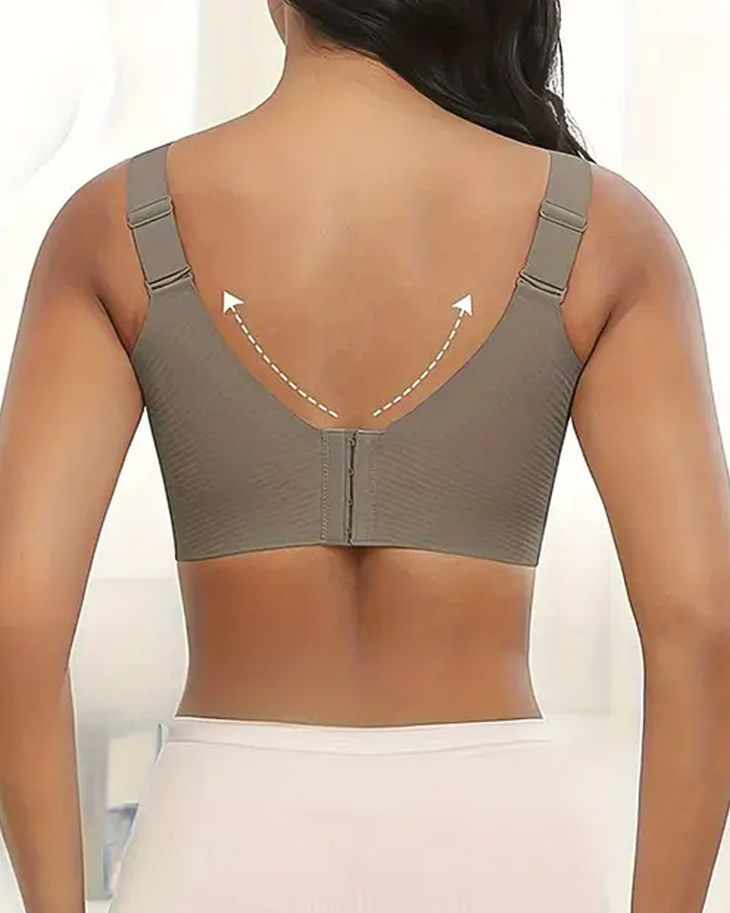 Sujetador sin aros ajustable de cuatro filas para mujer, de color liso