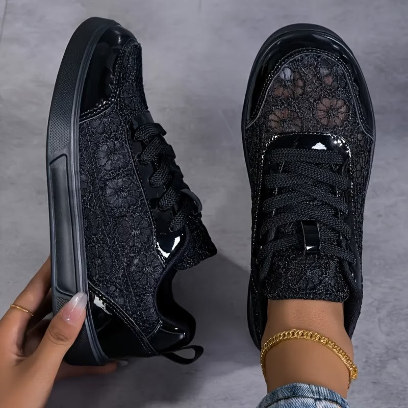 Dentelle-Zapatillas de Encaje Floral