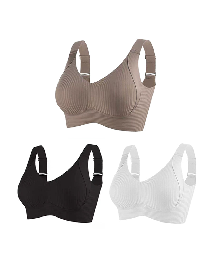 Sujetador sin aros ajustable de cuatro filas para mujer, de color liso