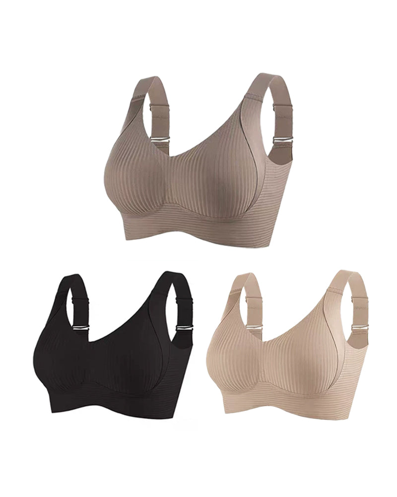 Sujetador sin aros ajustable de cuatro filas para mujer, de color liso