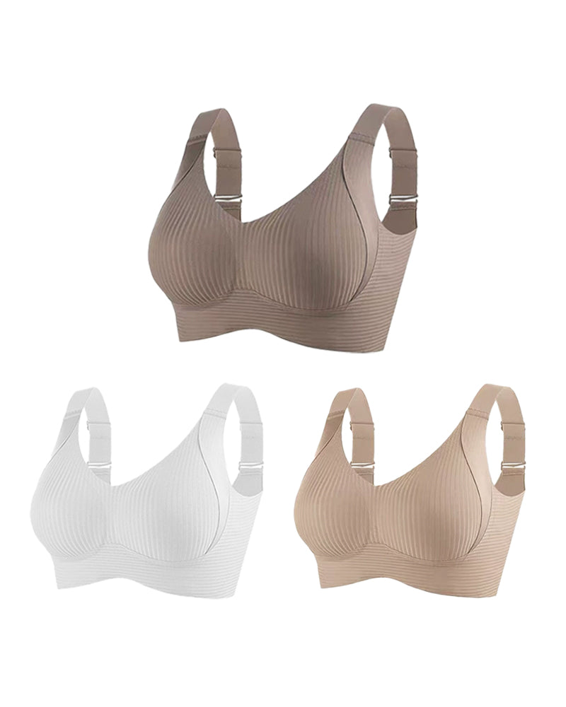 Sujetador sin aros ajustable de cuatro filas para mujer, de color liso