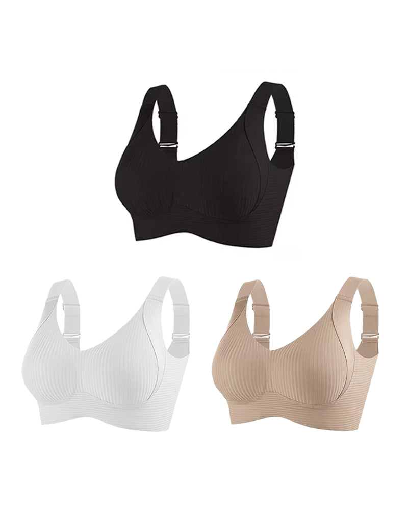 Sujetador sin aros ajustable de cuatro filas para mujer, de color liso