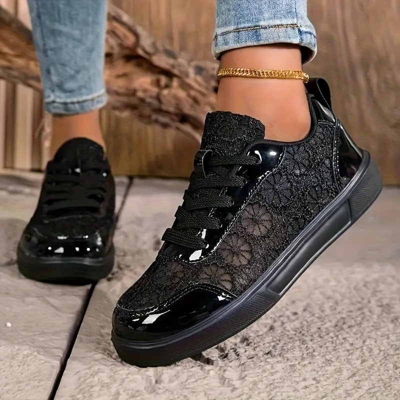 Dentelle-Zapatillas de Encaje Floral