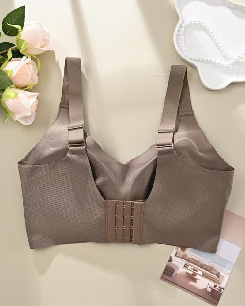Sujetador sin aros ajustable de cuatro filas para mujer, de color liso