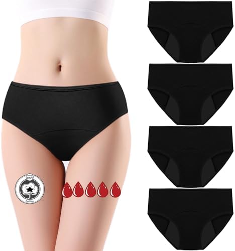 Pack de 4 Braguitas Menstruales de Algodón | Flujo Abundante y Absorbentes