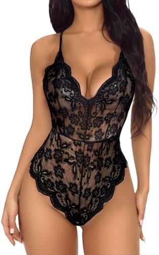 Body sexy para mujer, lencería de encaje, mini body sin espalda con cuello en V