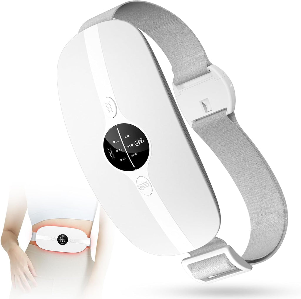 Almohadilla térmica para el periodo, cinturón térmico eléctrico con conexión USB para el abdomen, 3 niveles de calor y 3 modos de masaje, soporte térmico para la espalda para aliviar los dolores menstruales (rosa)