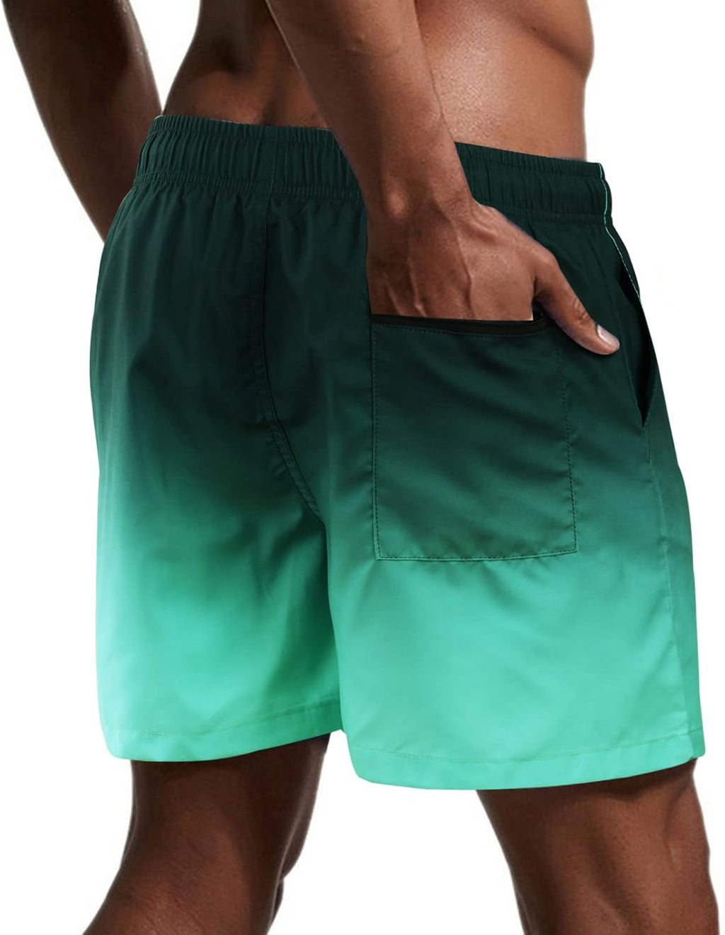 Bañador de hombre de secado rápido, pantalones cortos de playa para navegar, con forro de malla y color degradado