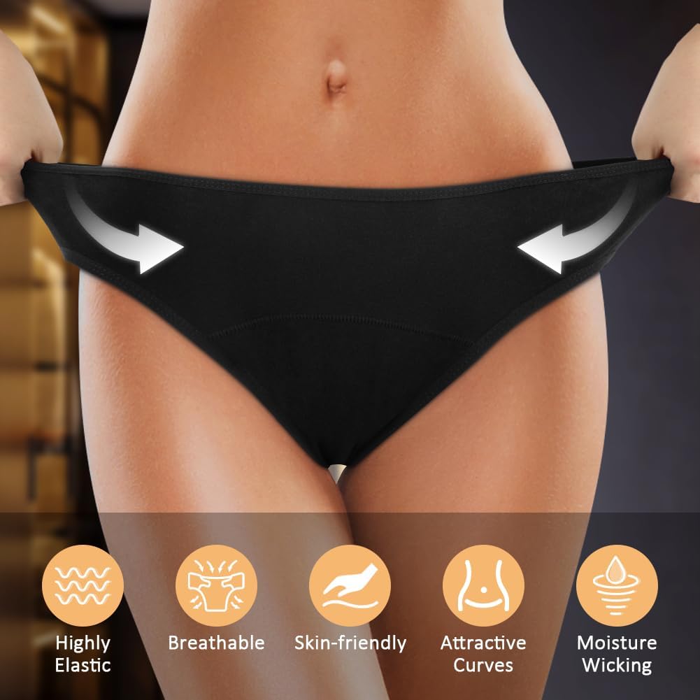 Pack de 4 Braguitas Menstruales de Algodón | Flujo Abundante y Absorbentes