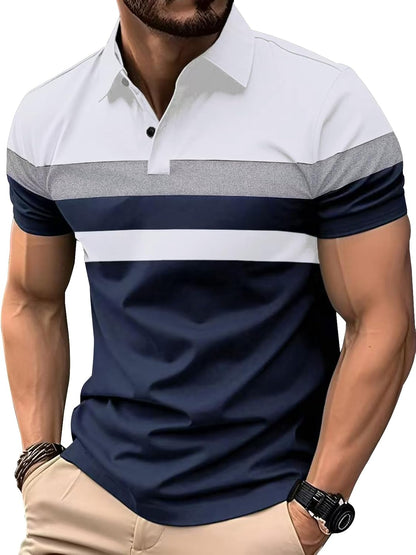 Polo Moderno Casual – Diseño Tricolor de Manga Corta