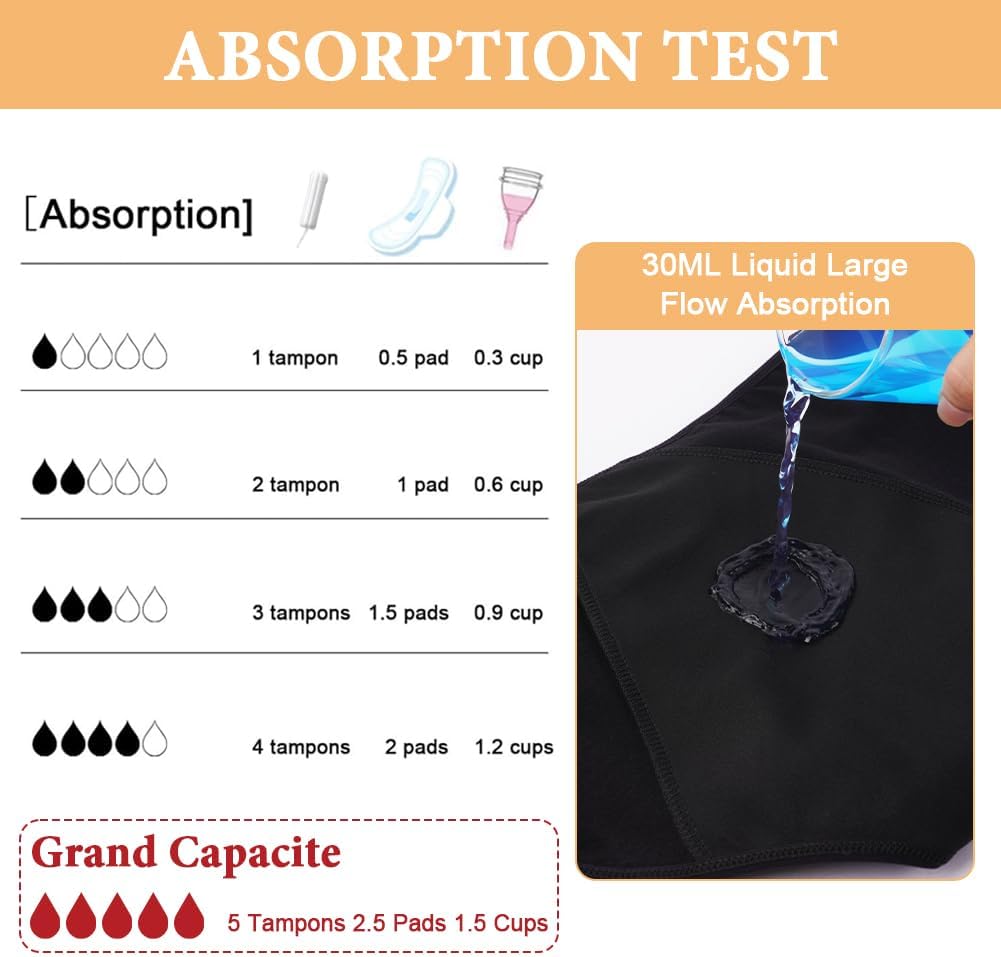 Pack de 4 Braguitas Menstruales de Algodón | Flujo Abundante y Absorbentes