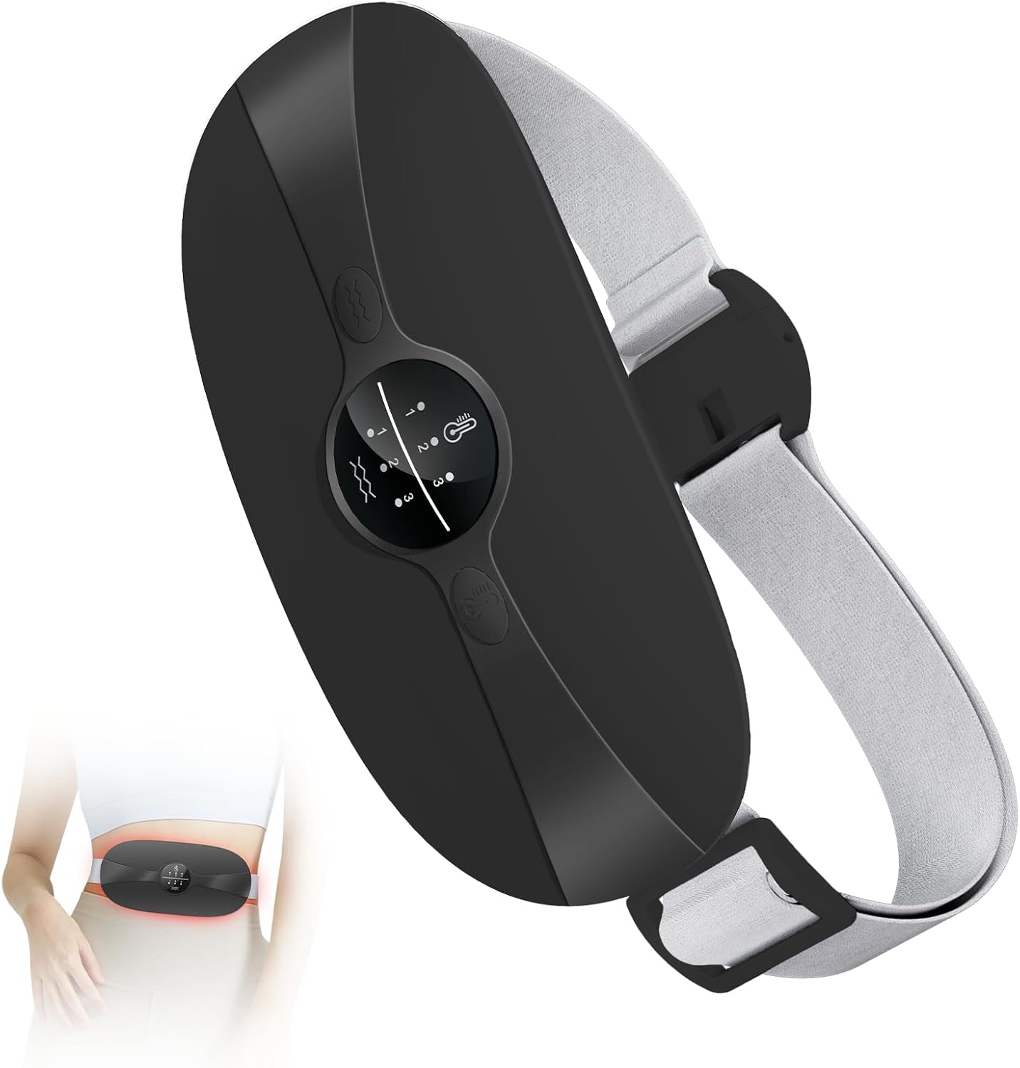 Almohadilla térmica para el periodo, cinturón térmico eléctrico con conexión USB para el abdomen, 3 niveles de calor y 3 modos de masaje, soporte térmico para la espalda para aliviar los dolores menstruales (rosa)