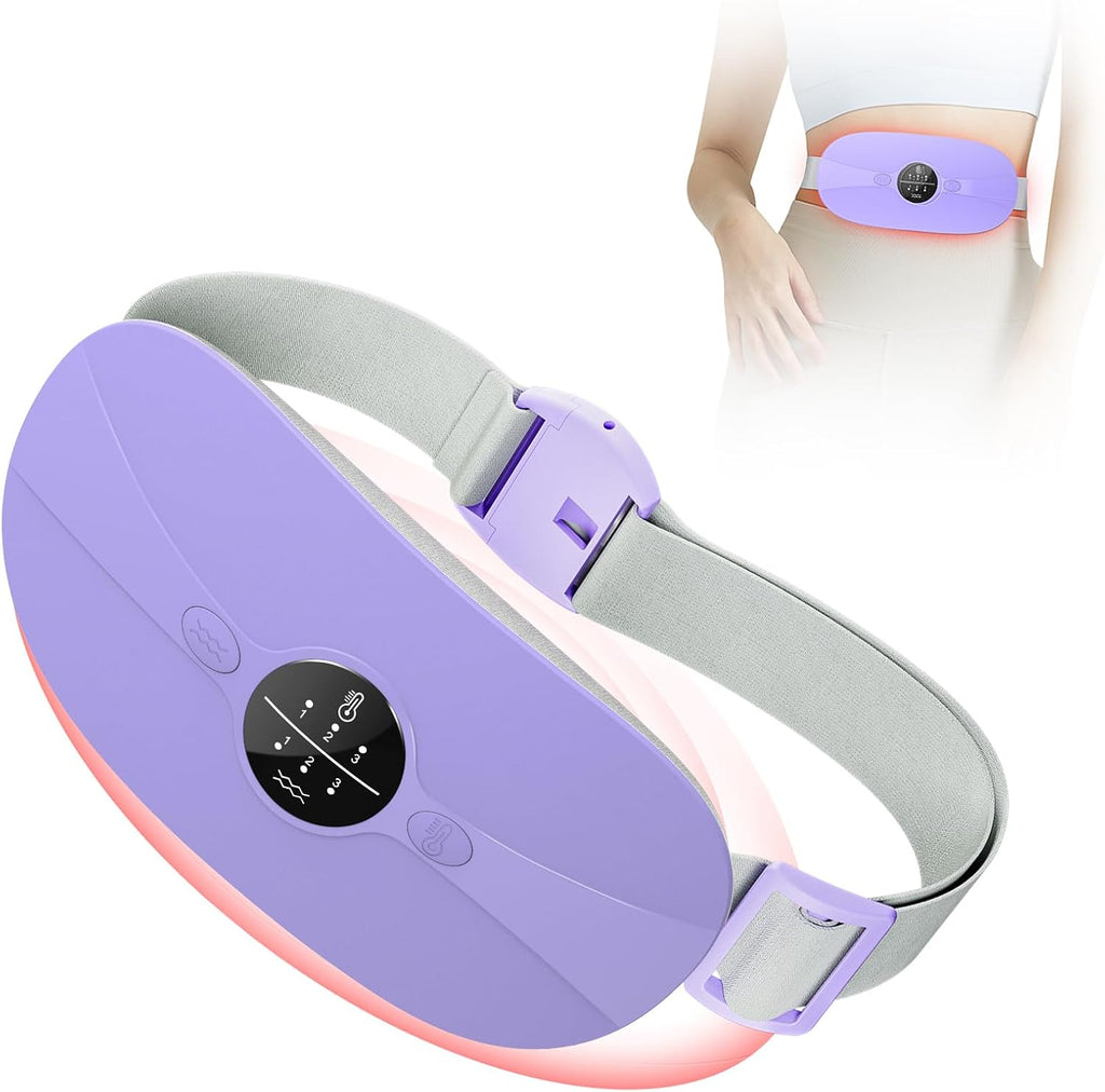 Almohadilla térmica para el periodo, cinturón térmico eléctrico con conexión USB para el abdomen, 3 niveles de calor y 3 modos de masaje, soporte térmico para la espalda para aliviar los dolores menstruales (rosa)
