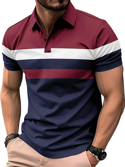 Polo Moderno Casual – Diseño Tricolor de Manga Corta