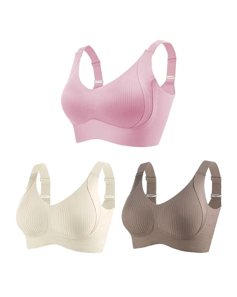 Sujetador sin aros ajustable de cuatro filas para mujer, de color liso