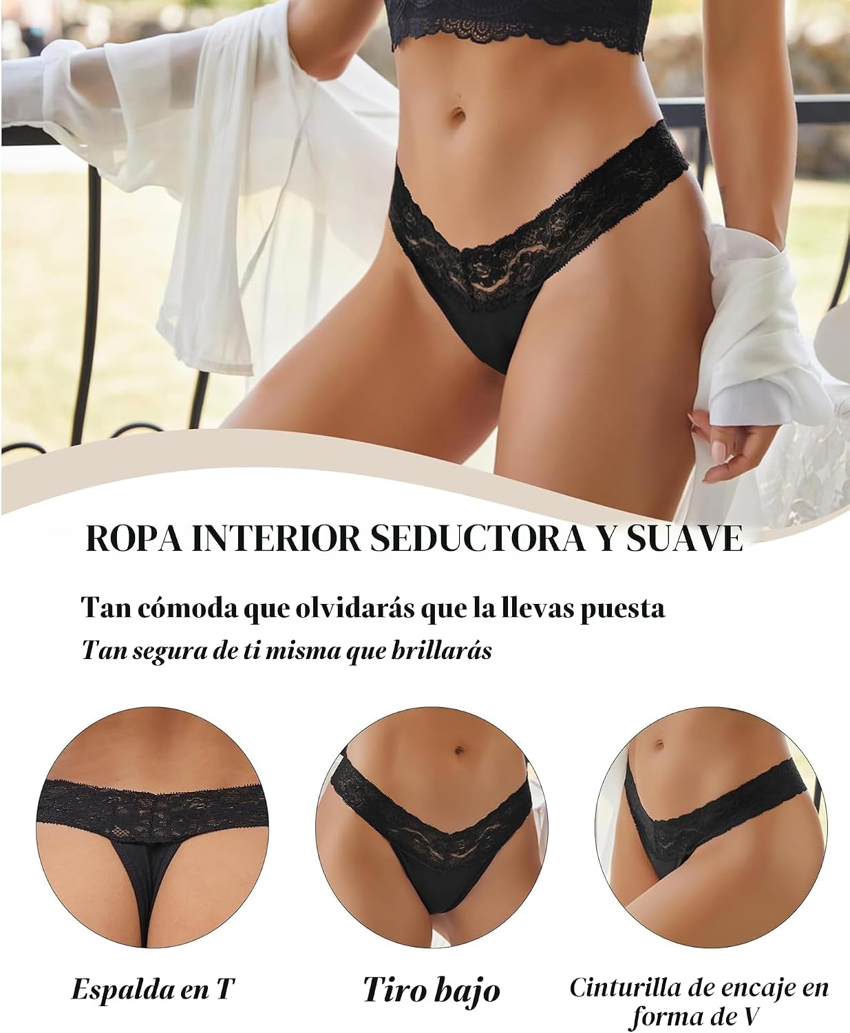 Pack de Tangas de Algodón Elástico | Lencería Sexy con Encaje Suave