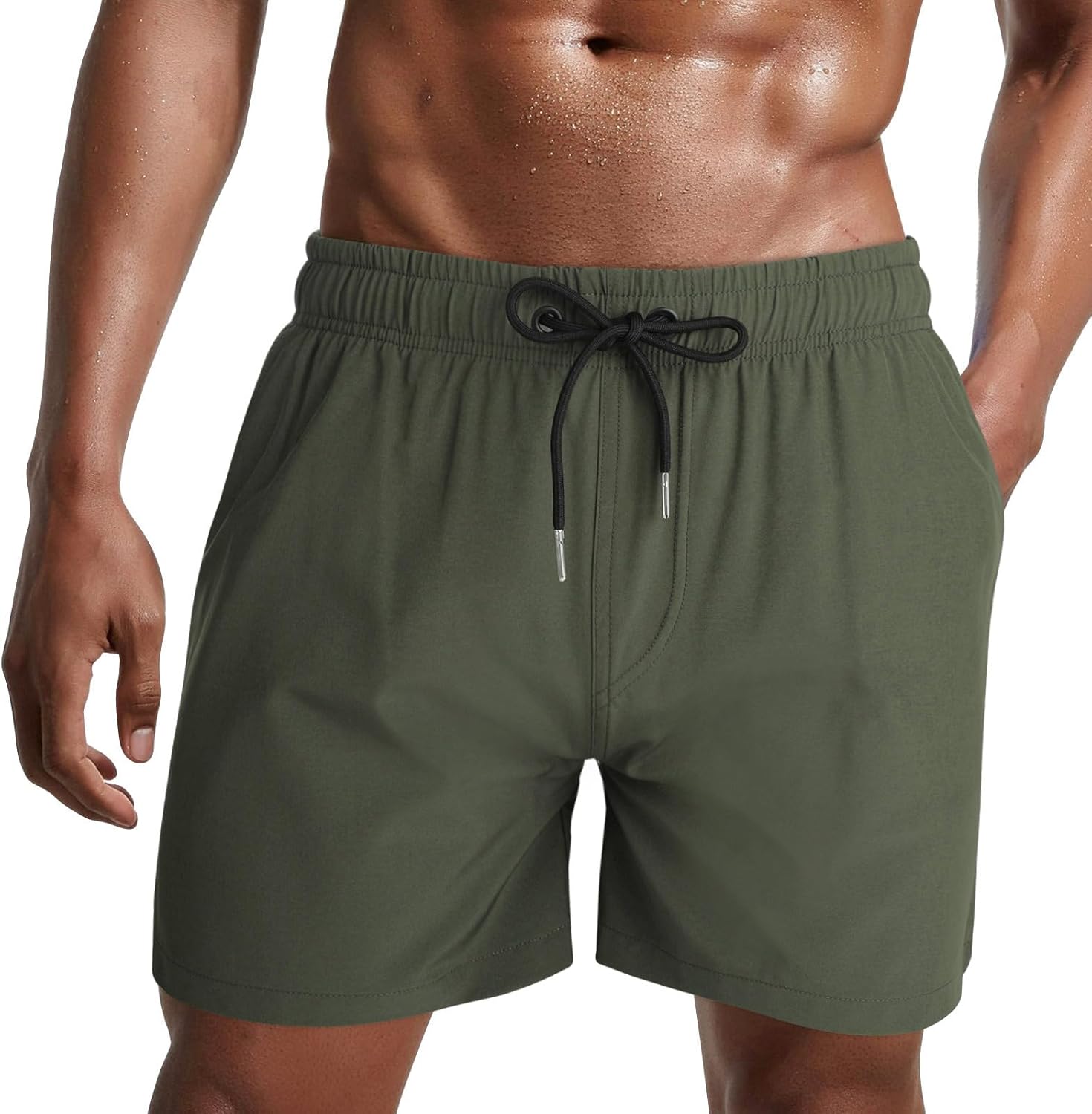 Bañador de hombre de secado rápido, pantalones cortos de playa para navegar, con forro de malla y color degradado