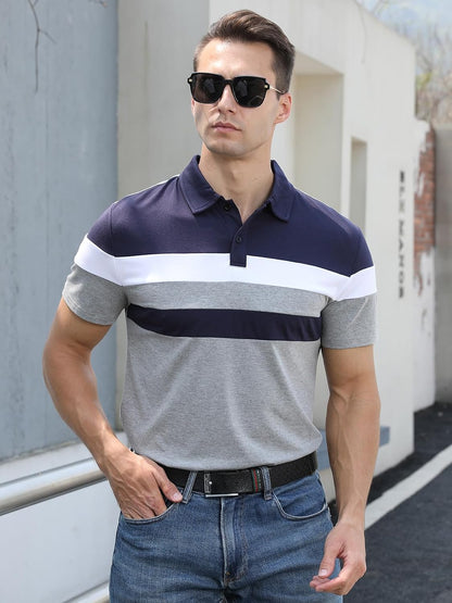 Polo Moderno Casual – Diseño Tricolor de Manga Corta