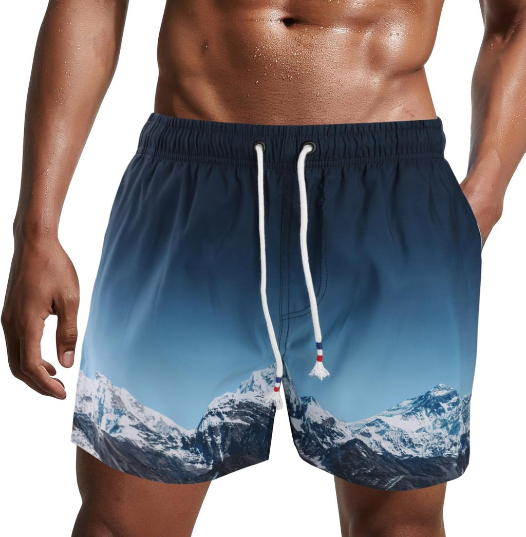Bañador de hombre de secado rápido, pantalones cortos de playa para navegar, con forro de malla y color degradado
