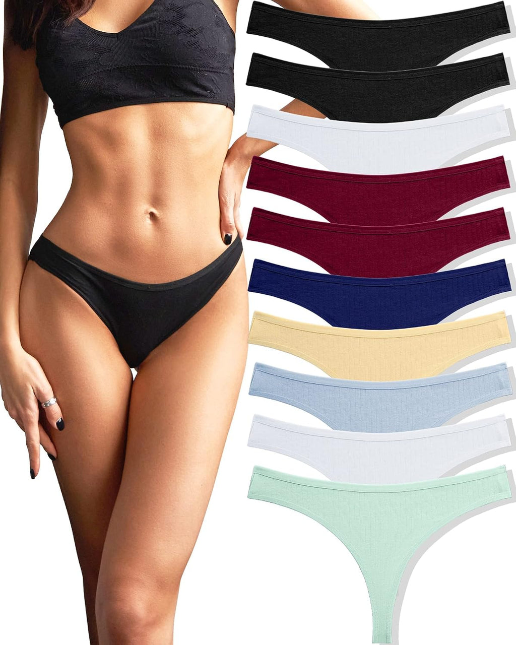 Pack de 10 tangas de algodón para mujer, ropa interior sexy, lencería, pack múltiple tallas S-XL, multicolor