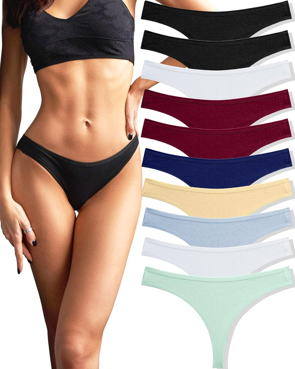 Pack de 10 tangas de algodón para mujer, ropa interior sexy, lencería, pack múltiple tallas S-XL, multicolor