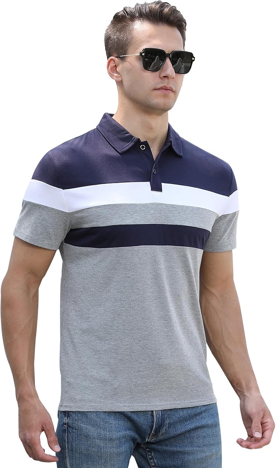 Polo Moderno Casual – Diseño Tricolor de Manga Corta