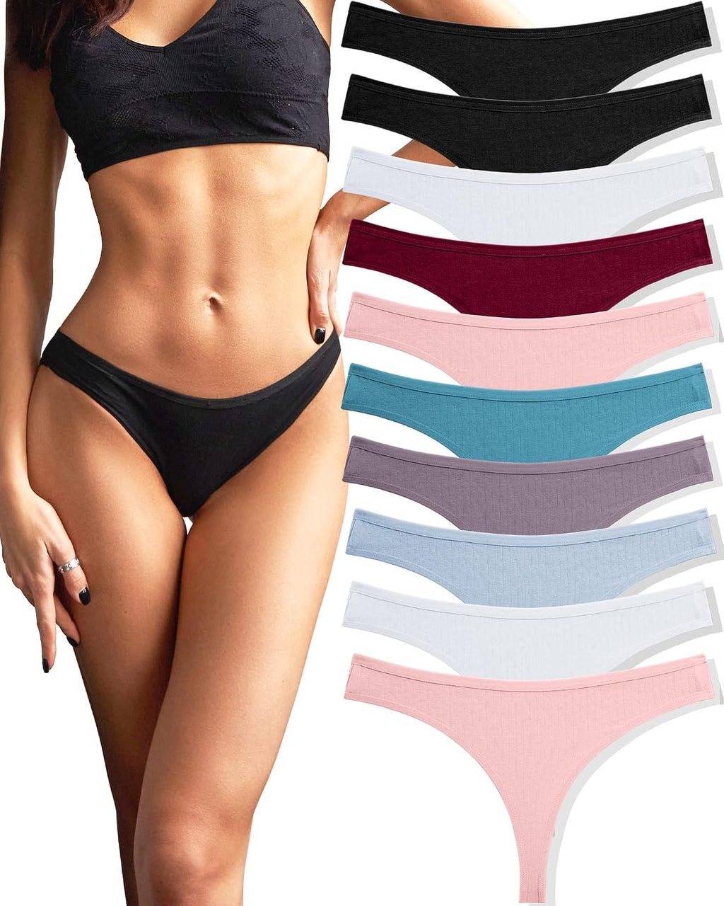 Pack de 10 tangas de algodón para mujer, ropa interior sexy, lencería, pack múltiple tallas S-XL, multicolor