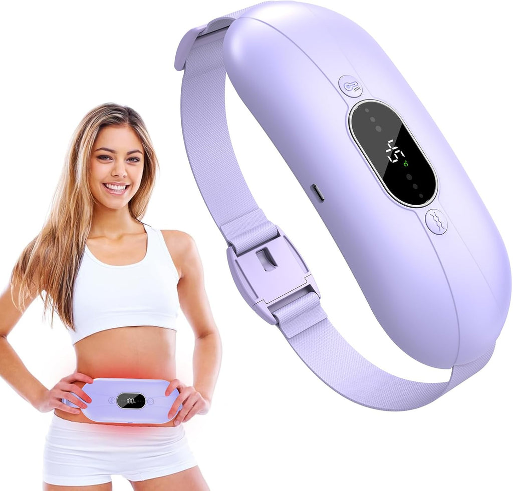 Almohadilla térmica para el periodo, cinturón térmico eléctrico con conexión USB para el abdomen, 3 niveles de calor y 3 modos de masaje, soporte térmico para la espalda para aliviar los dolores menstruales (rosa)
