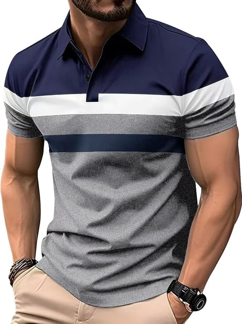 Polo Moderno Casual – Diseño Tricolor de Manga Corta