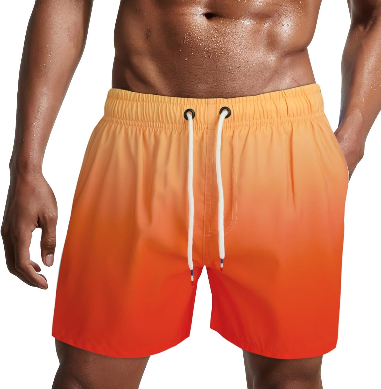 Bañador de hombre de secado rápido, pantalones cortos de playa para navegar, con forro de malla y color degradado
