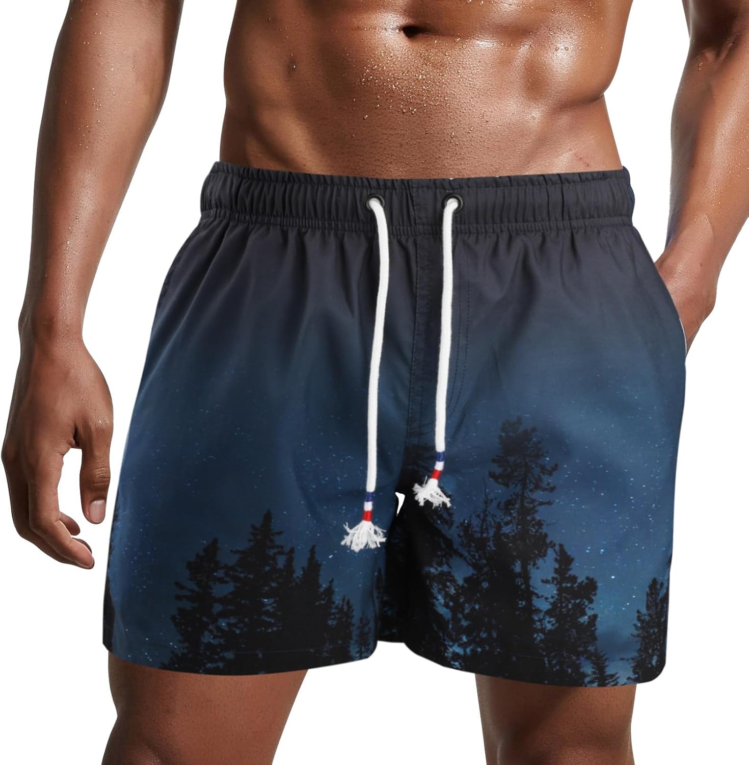 Bañador de hombre de secado rápido, pantalones cortos de playa para navegar, con forro de malla y color degradado