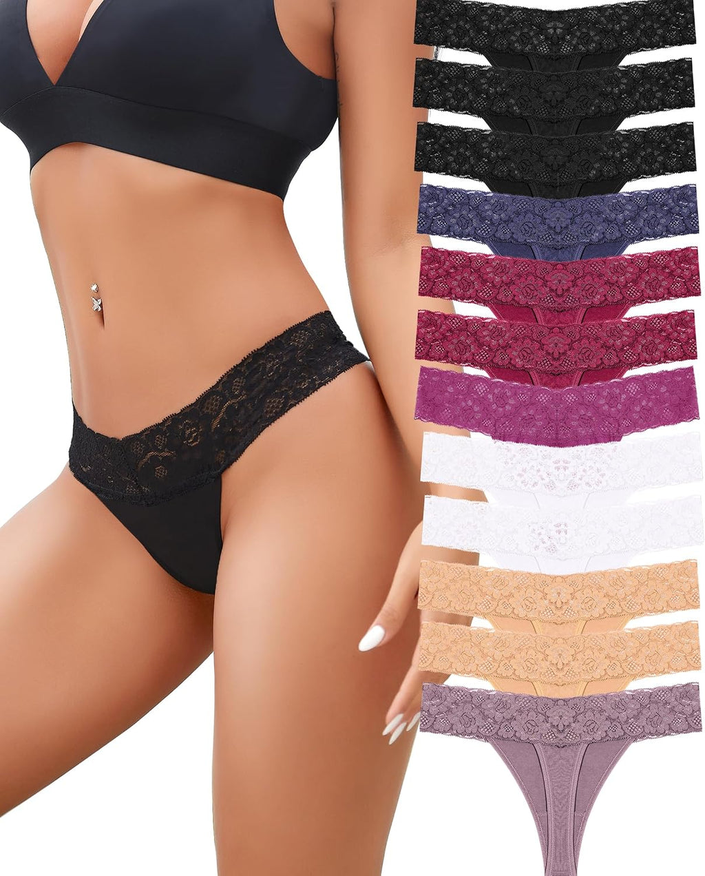 Pack de Tangas de Algodón Elástico | Lencería Sexy con Encaje Suave