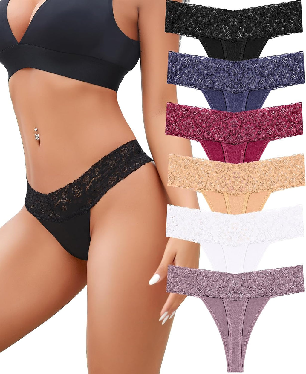 Pack de Tangas de Algodón Elástico | Lencería Sexy con Encaje Suave