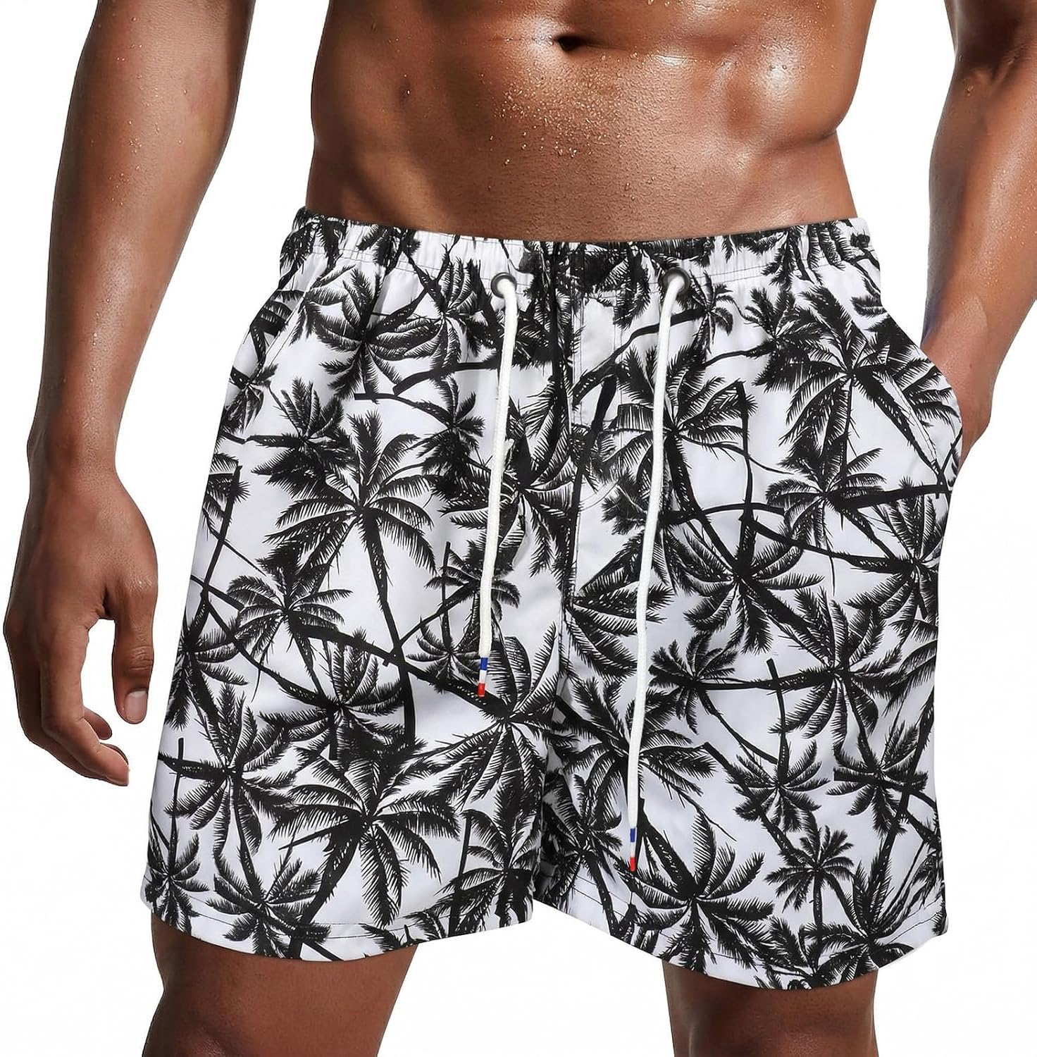 Bañador de hombre de secado rápido, pantalones cortos de playa para navegar, con forro de malla y color degradado