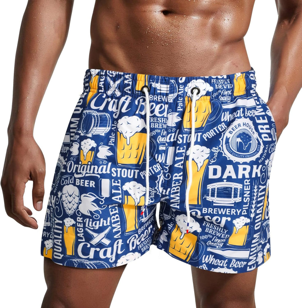 Bañador de hombre de secado rápido, pantalones cortos de playa para navegar, con forro de malla y color degradado