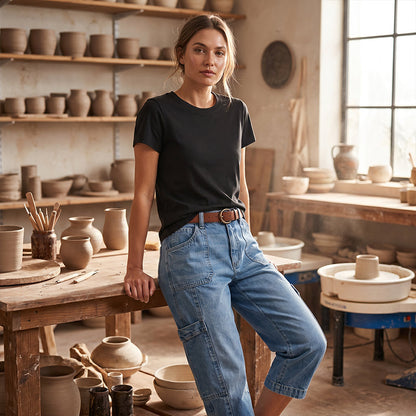 Vaqueros tobilleros, elásticos y de estilo casual para mujer