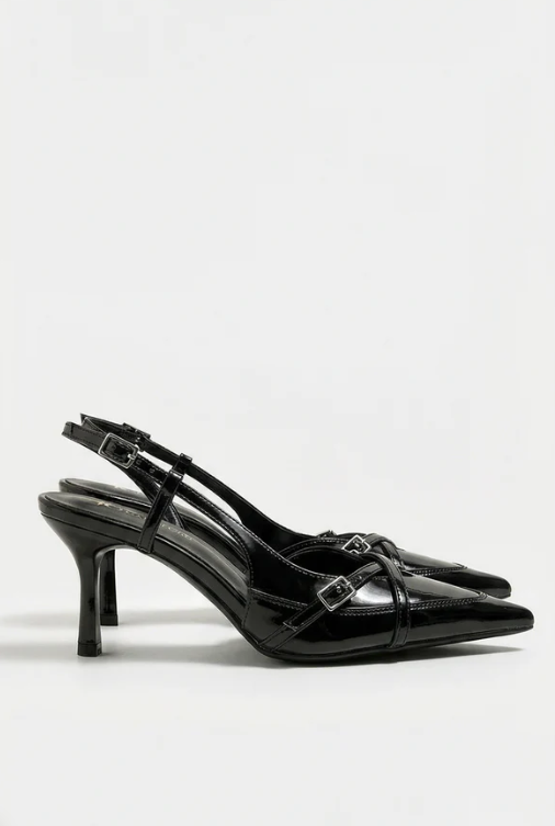 Zapatos de tacón con talón abierto y hebilla