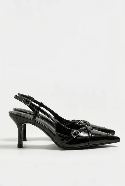 Zapatos de tacón con talón abierto y hebilla