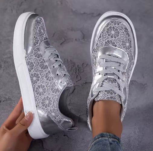 Dentelle-Zapatillas de Encaje Floral