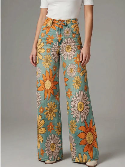 Pantalones palazzo con estampado floral