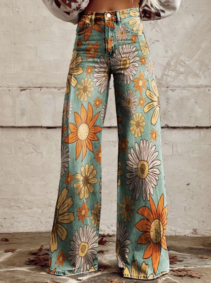 Pantalones palazzo con estampado floral