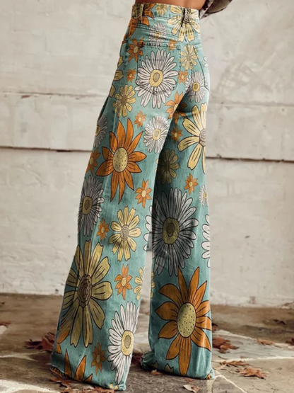 Pantalones palazzo con estampado floral
