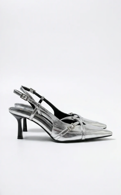 Zapatos de tacón con talón abierto y hebilla