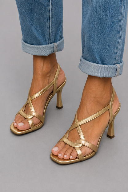 Carla | Sandalias de tacón Dorado